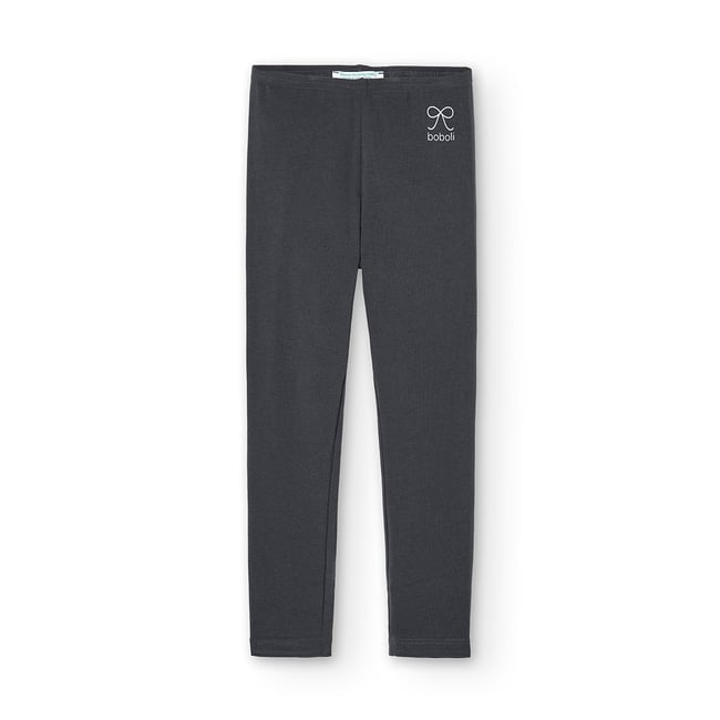 Legging fille en maille élastique gris <span itemprop=