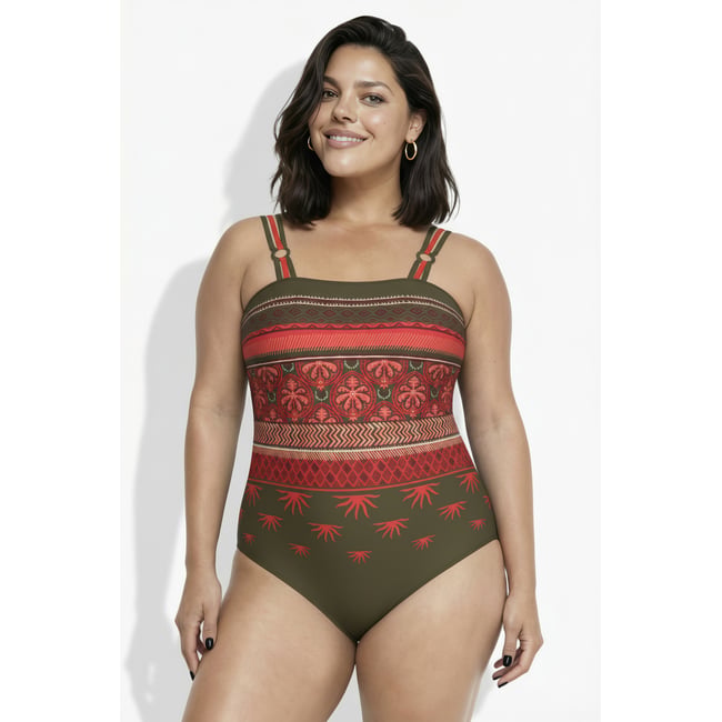 Maillot de bain à bonnets souples kaki foncé <span itemprop=