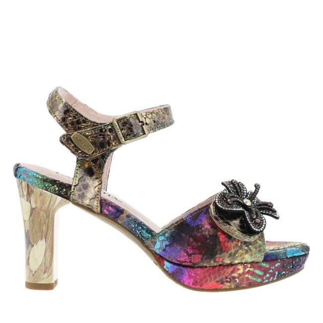 Sandales cuir talon décroché haut marron <span itemprop=