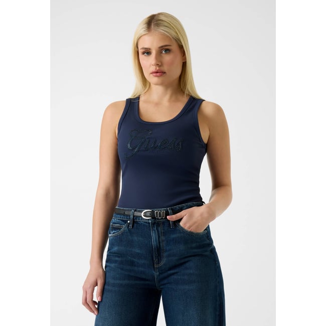 Débardeur Logo Sequins bleu foncé <span itemprop=