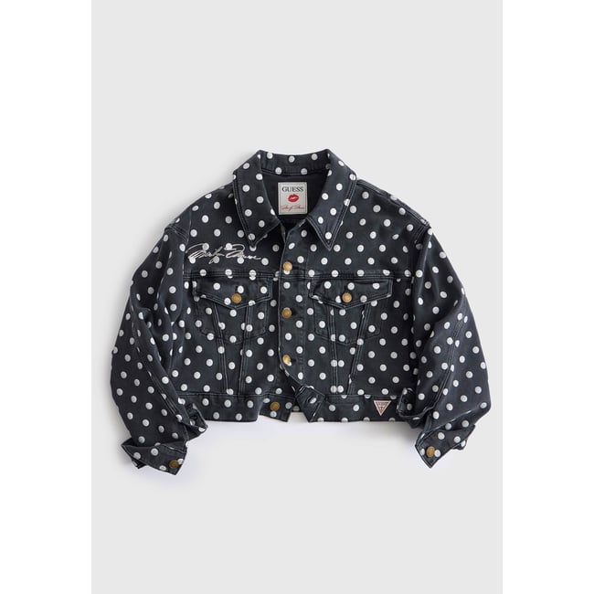 Veste Courte À Pois points noirs <span itemprop=