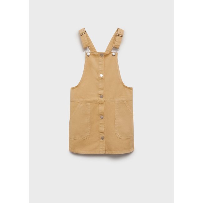 Robe chasuble courte en jean marron moyen <span itemprop=