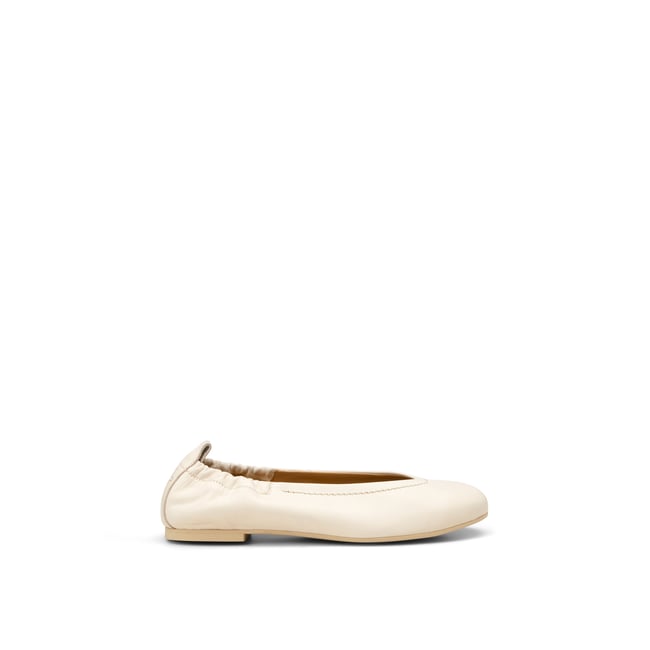 Ballerine en cuir de vache noble weiß <span itemprop=