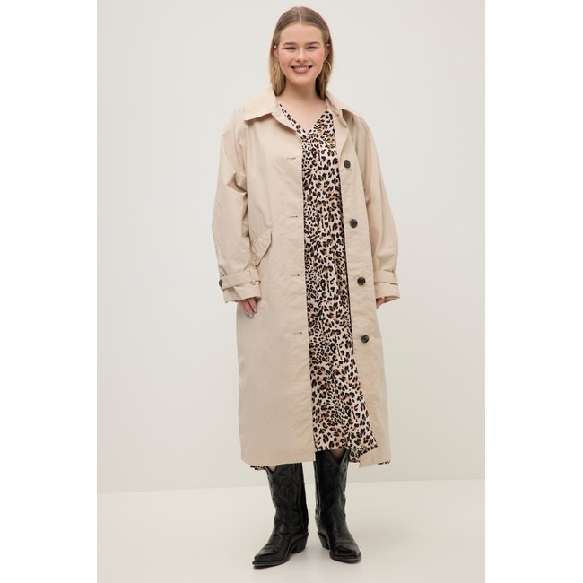 Trench-coat, oversize, grand col perle <span itemprop=