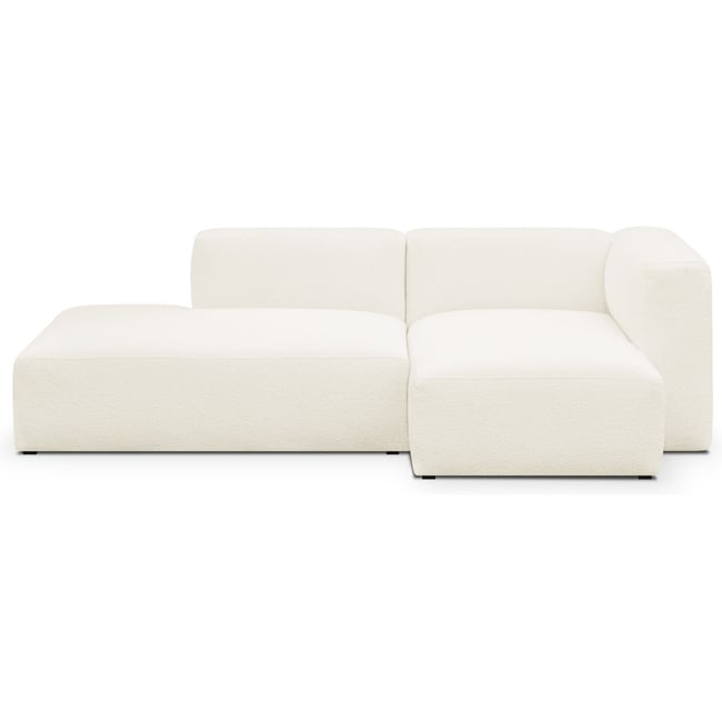 Canapé d'angle à droite modulable 3/4 places en tissu bouclette - MODULO Couleur beige <span itemprop=
