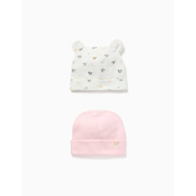 Lot de 2 bonnets en coton avec motif Minnie rose <span itemprop=