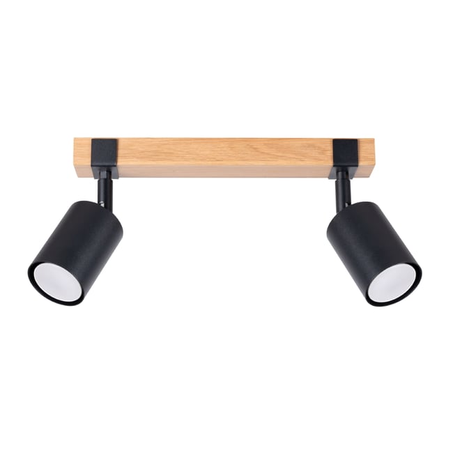 Plafonnier Acier Noir/Bois Naturel GU10 2 Fager Couleur noir <span itemprop=