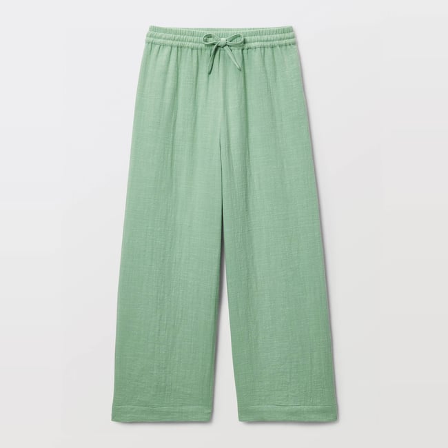 Pantalon taille élastiqué fluide large uni - MONOPRIX