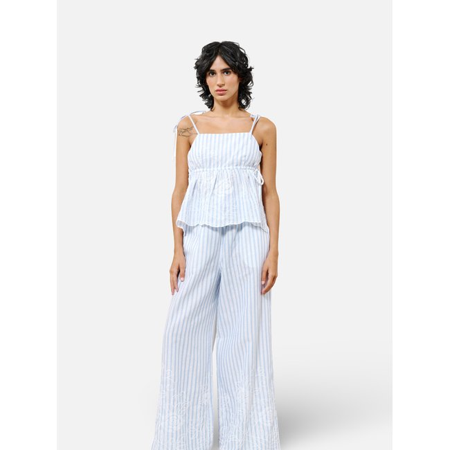 Pantalon  en coton CAMOMILLE bleu clair <span itemprop=