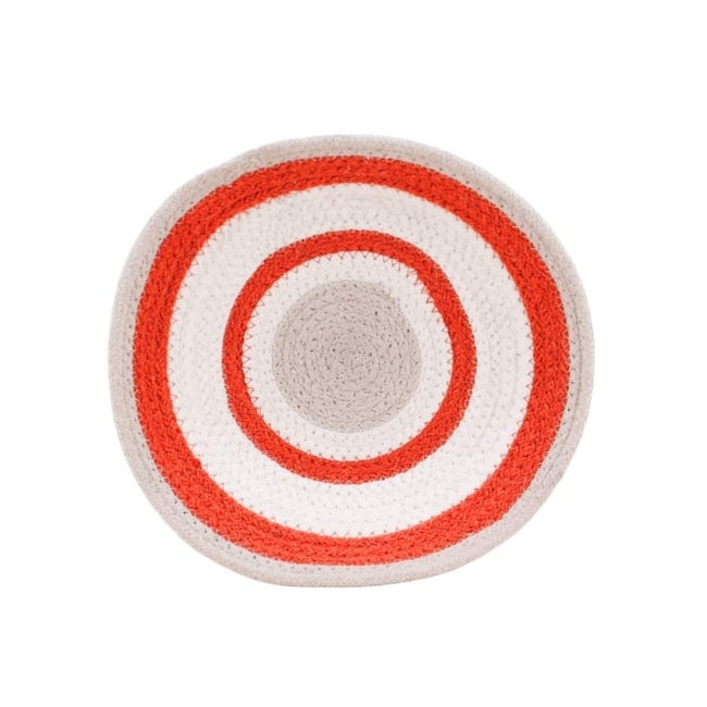 Corbeille murale ronde en corde imprimée 25cm Couleur beige <span itemprop=