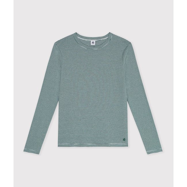 T-shirt rayé L'Iconique manches longues blanc/vert <span itemprop=