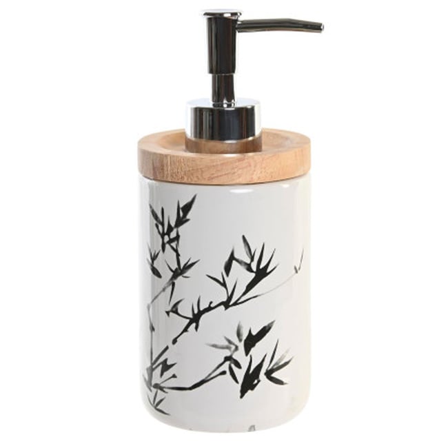 Distributeur de savon en grès 8x8x11cm Couleur blanc <span itemprop=