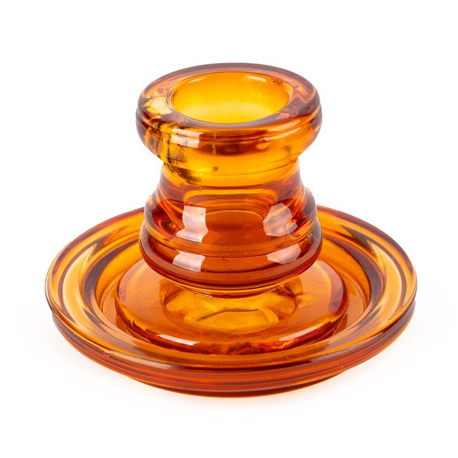 10cm Glass Candlestick Holder, amber, SO'HOME