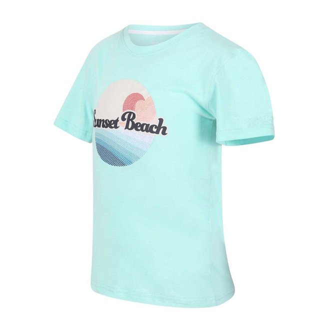 T-shirt manches courtes motif/style plage bleu vert <span itemprop=