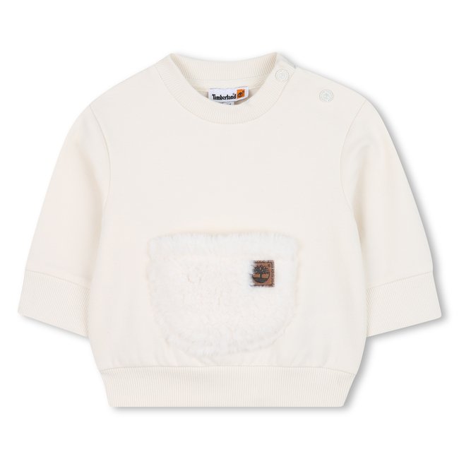 Sweat molleton brossé imprimé ivoire <span itemprop=