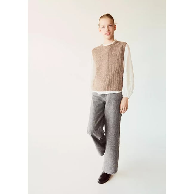 Jean wide leg Imprimé cachemire gris denim <span itemprop=