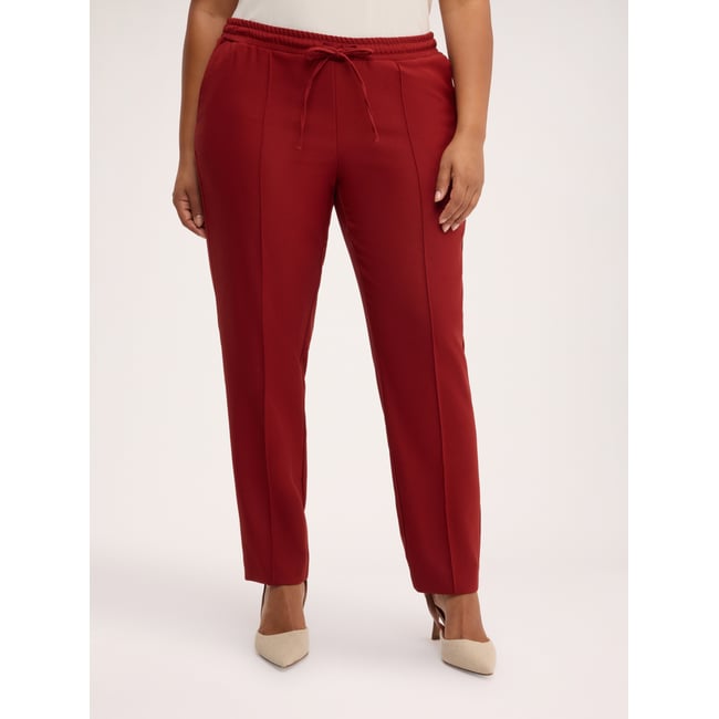 Pantalon droit à cordon de serrage marron <span itemprop=
