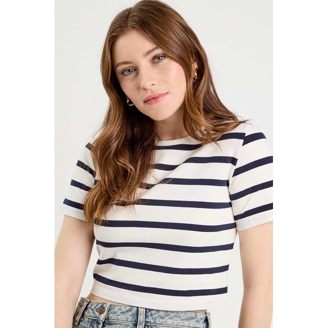 T-shirt cropped blanc <span itemprop=
