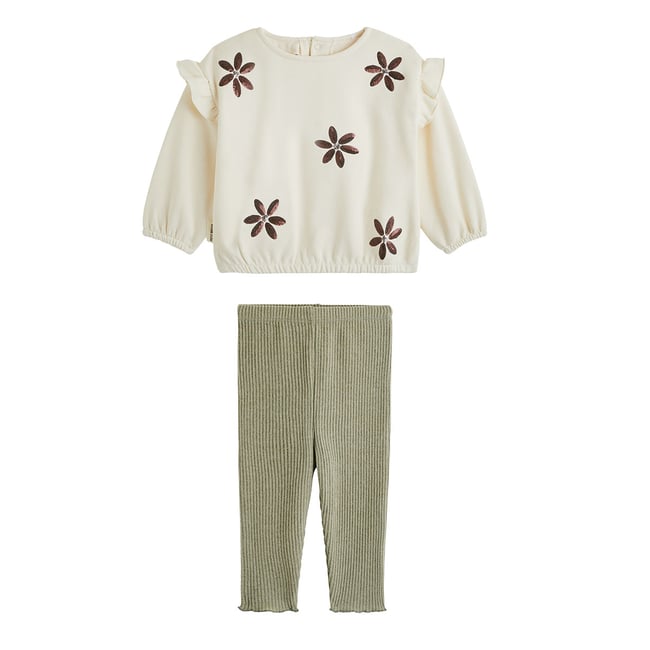 Ensemble bébé sweat en molleton et legging Misti kaki <span itemprop=