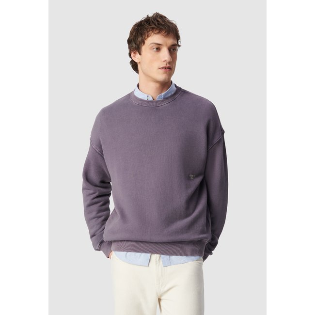 Sweat parme molleton délavé broderie smoke lavender <span itemprop=