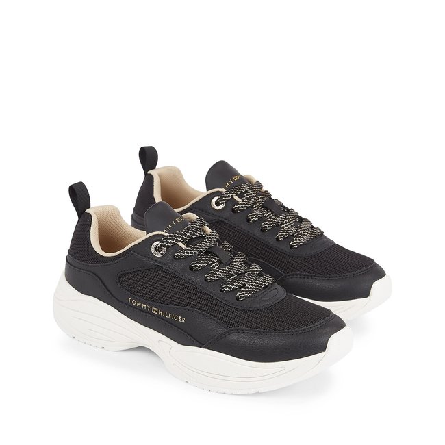 Leather Chunky Runner Trainers, black, TOMMY HILFIGER