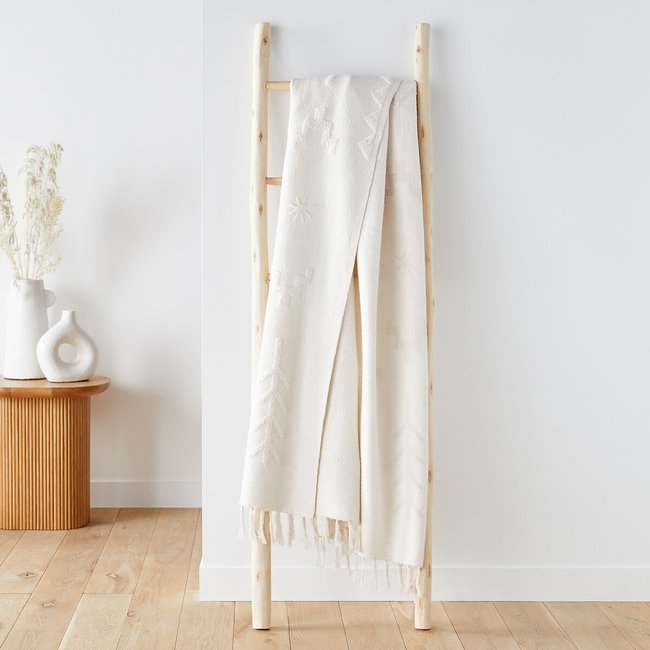 Plaid de algodón con flecos, Alvarao beige claro <span itemprop=