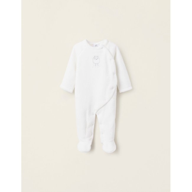 Grenouillère en Peluche blanc <span itemprop=