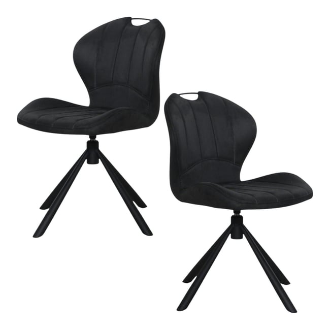 Chaise pivotante anthracite avec dossier courbe, (lot de 2) LOMBARDIE Couleur anthracite <span itemprop=
