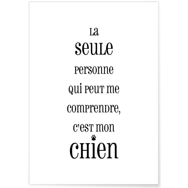 Affiche 'La seule personne qui peut me comprendre...' Couleur blanc <span itemprop=