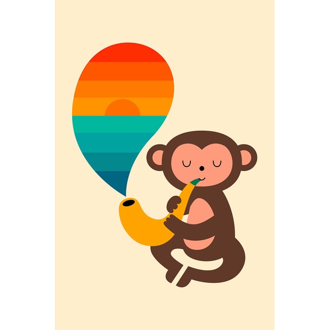 Tableau monkey banana Couleur toile imprimée <span itemprop=