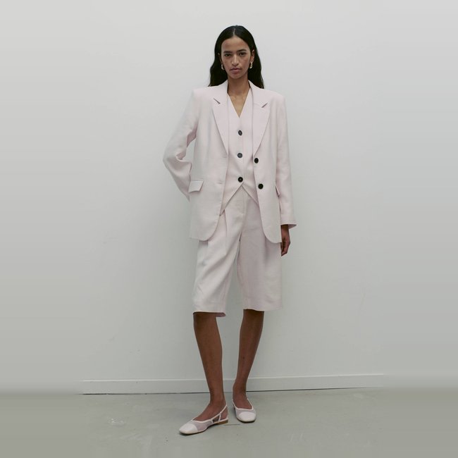 Bermuda uni contenant du coton barely pink <span itemprop=