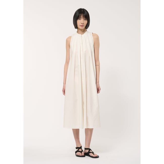 Robe chemise en popeline de coton off white <span itemprop=