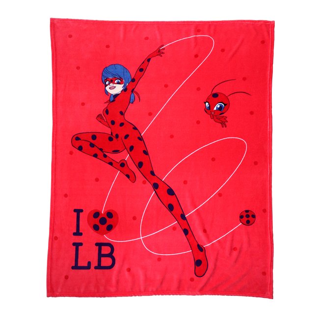 Plaid Polaire Imprimé, Ladybug Jump rouge <span itemprop=