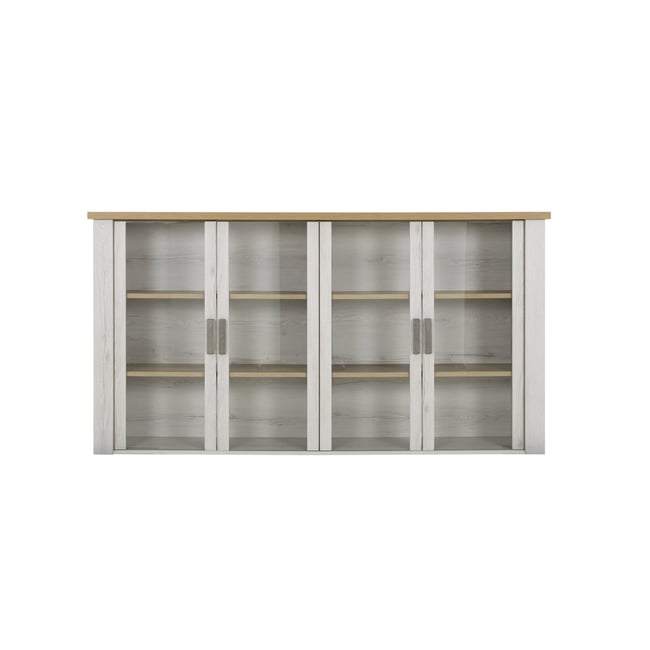 Surmeuble 4 portes vitrées MANOSQUE Couleur beige <span itemprop=