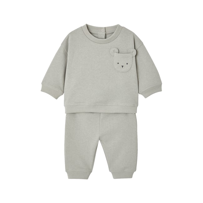 Ensemble sweat et pantalon naissance bleu glacier <span itemprop=