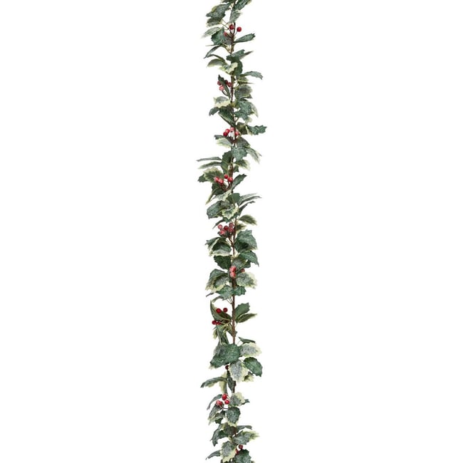Guirlande houx 1,80m plastique Couleur vert <span itemprop=