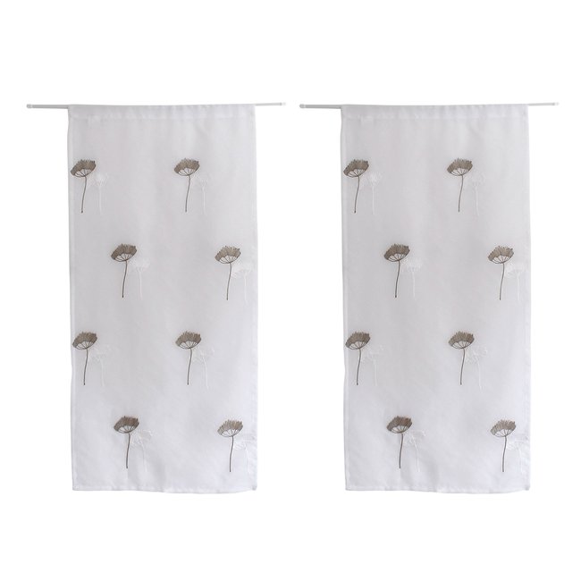 Paire de petits voilages brodés de fleurs - HOME MAISON