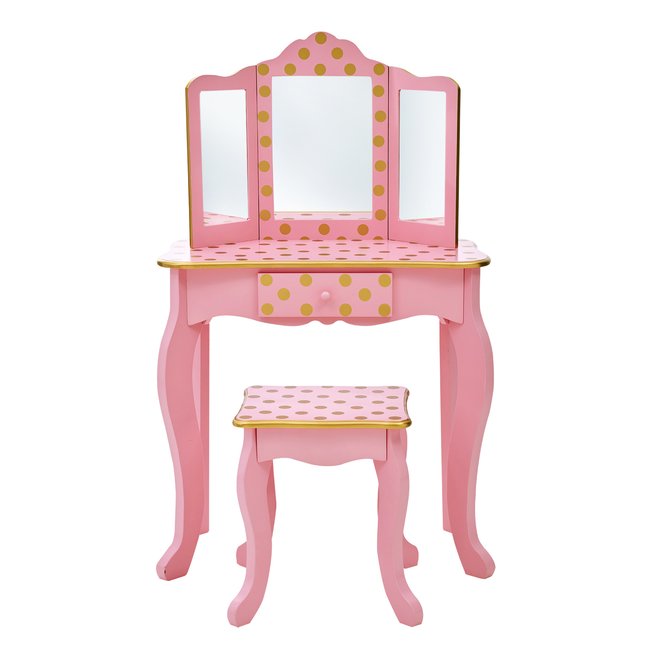 Coiffeuse Tabouret Enfant Bois FASHION PRINTS Couleur rose <span itemprop=