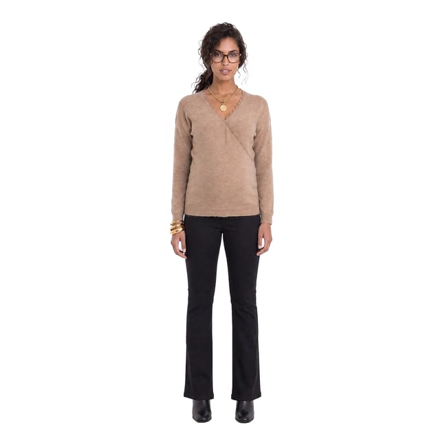Pull devant/dos grossesse et allaitement beige <span itemprop=