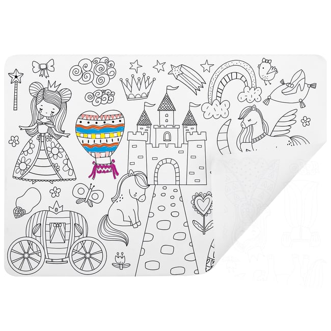 Set de table à colorier Princesses blanc <span itemprop=