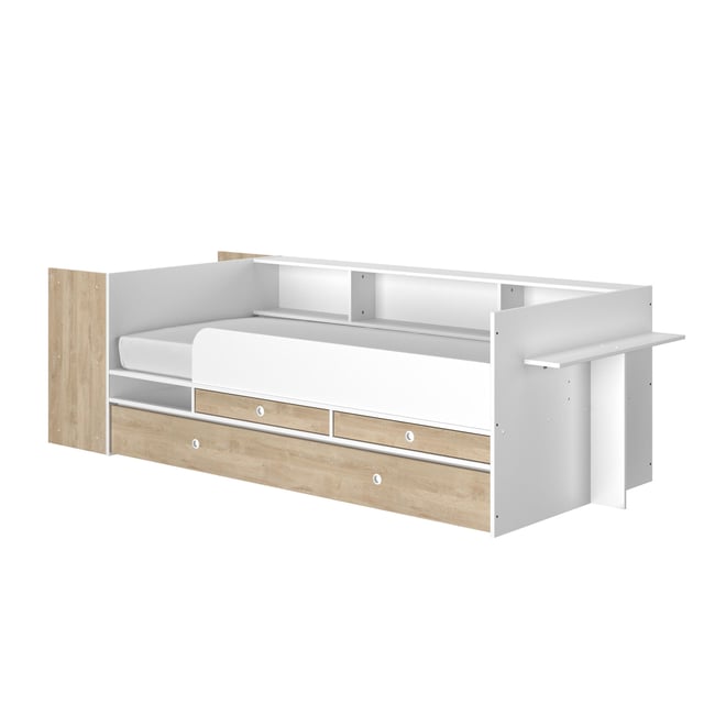 Lit évolutif avec rangements EWEN Couleur beige <span itemprop=