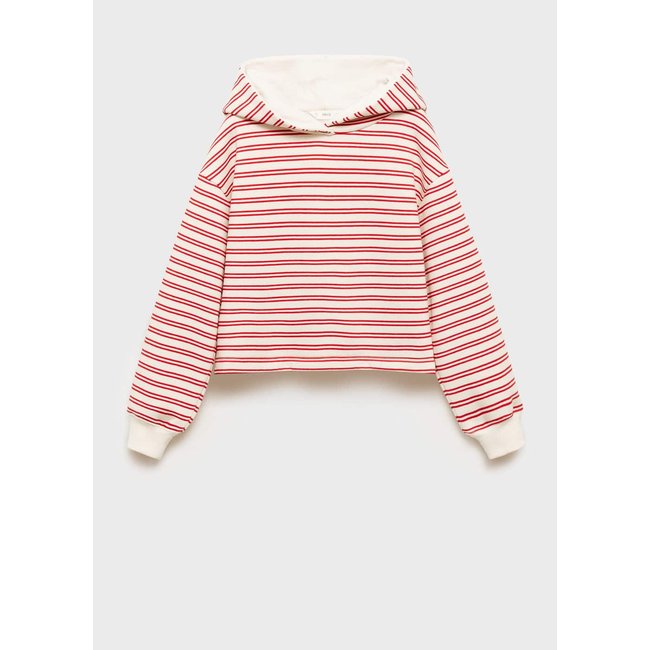 Sweat-shirt rayures capuche rouge <span itemprop=