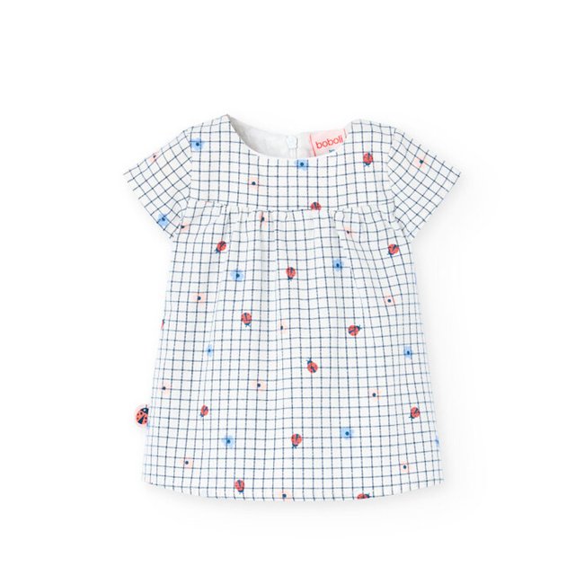 Robe en popeline a carreaux rouge <span itemprop=