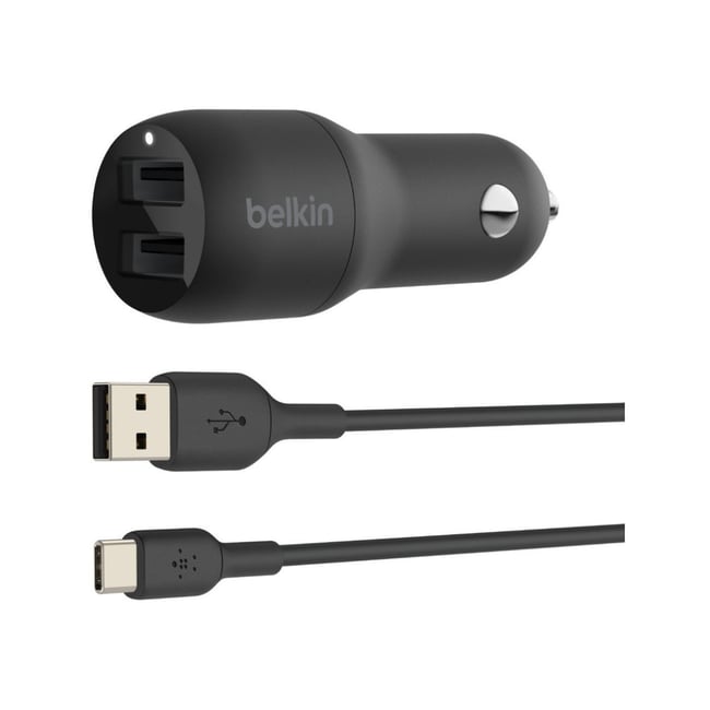 Chargeur 24W 2xUSB-A/USB-C 1m noir noir <span itemprop=