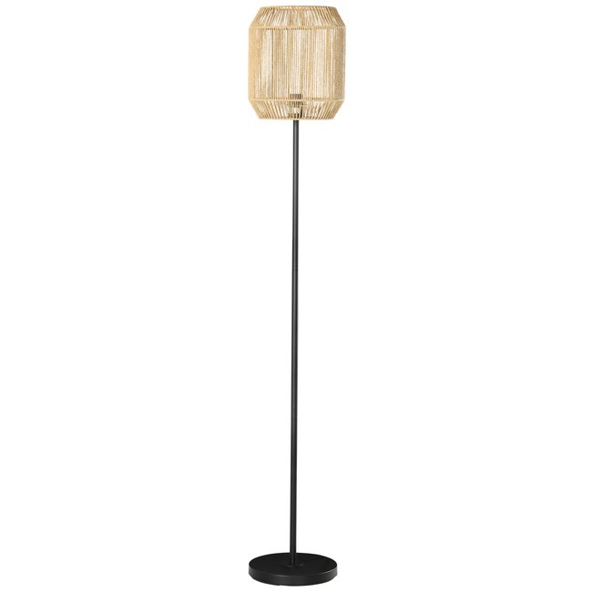 Lampadaire aspect cannage style cosy H.158 cm noir beige Couleur noir <span itemprop=