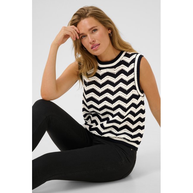 Manteau tricoté KAlaina noir/blanc chalk <span itemprop=