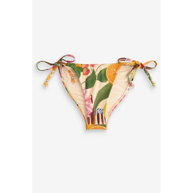 Bas de bikini à lacets hauts collection kew jaune floral/fruit <span itemprop=