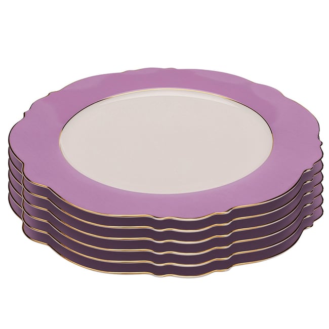 Lot de 6 assiettes plates, HARLEQUIN Couleur violet <span itemprop=
