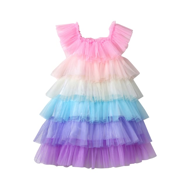 Robe de princesse arc-en-ciel multicolore <span itemprop=