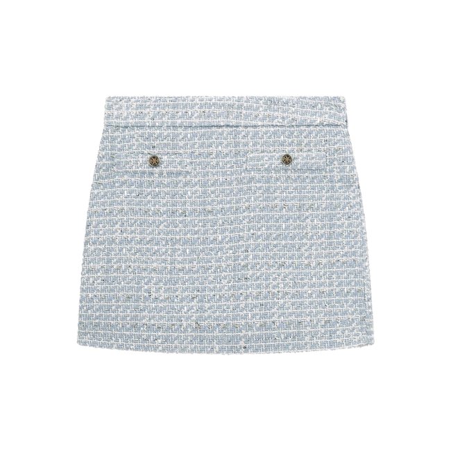 Mini-Jupe En Tweed bleu ciel <span itemprop=
